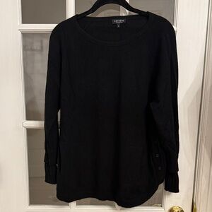 ESTHEME CACHEMIRE Women's Black 100% Cashmere Wide Neck Button Detail Sweater